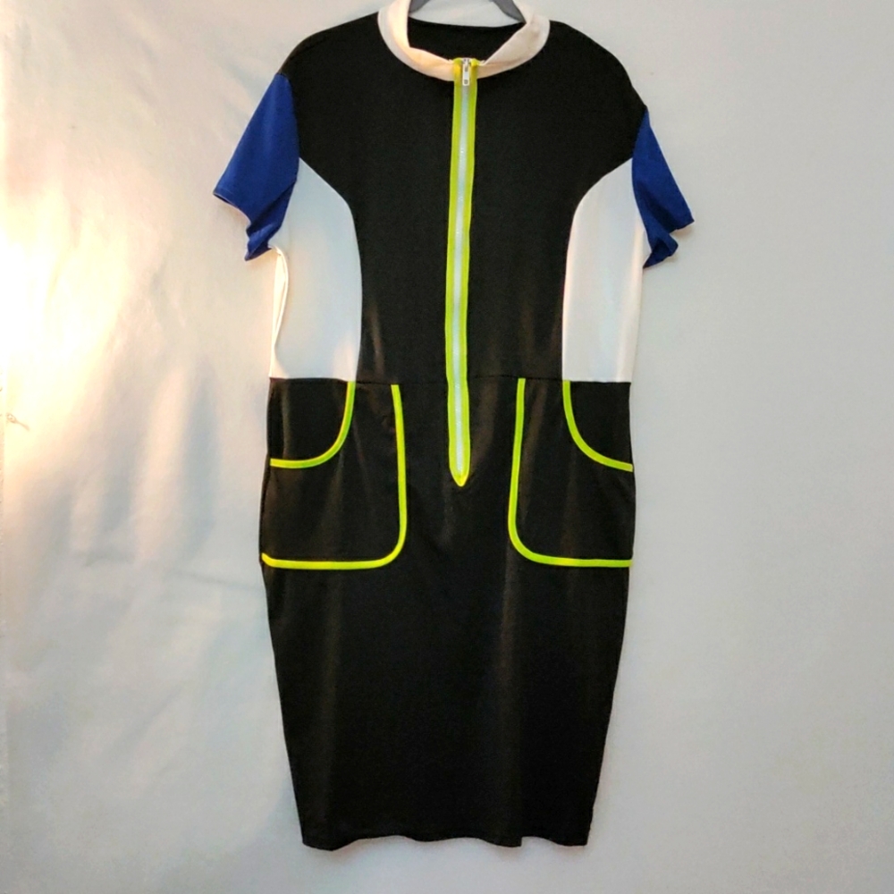 🎁 Fashion queen 2XL XXL Mini dress style name Mania with pockets black stretchy